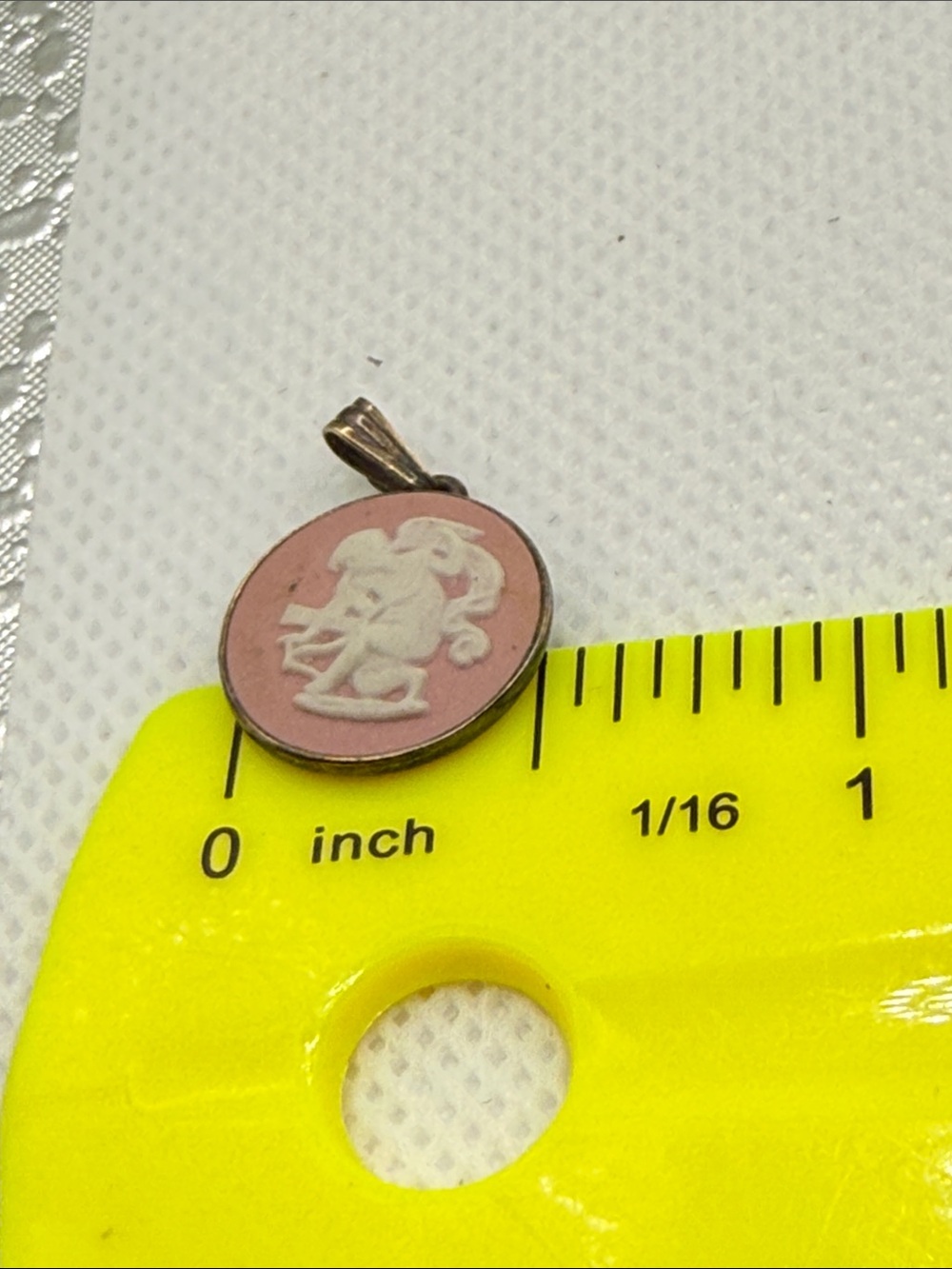 Antique sterling silver Pink lilac Wedgewood Cameo Disc Pendant charm cherub ⭐️ - Picture 13 of 16